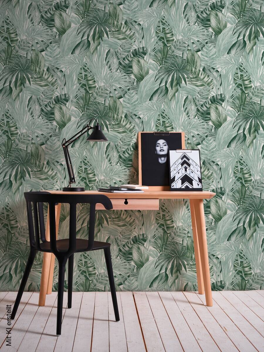 A.S.Creation Vliestapete Greenery Palmen grün B/L: ca. 53x1005 cm
