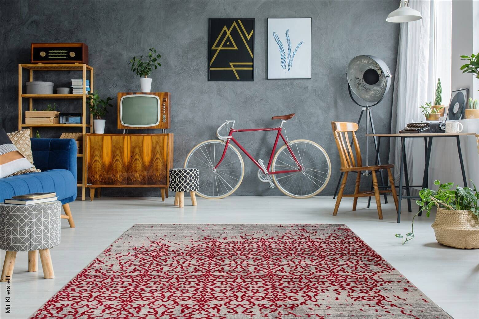 Arte Espina Kurzflorteppich Baroque 225 rot B/H/L: ca. 200x0,5x290 cm