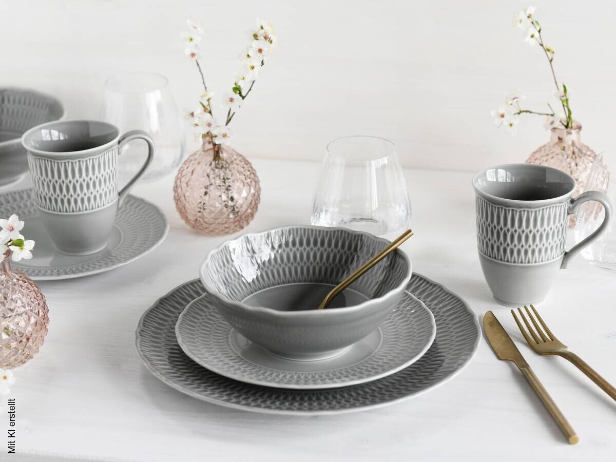 CreaTable Kombiservice Sofia grau Porzellan 16 tlg.