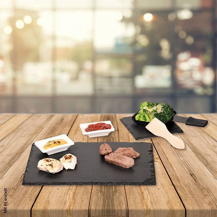 Kesper Raclette-Set grau Schiefer B/L: ca. 20x30 cm