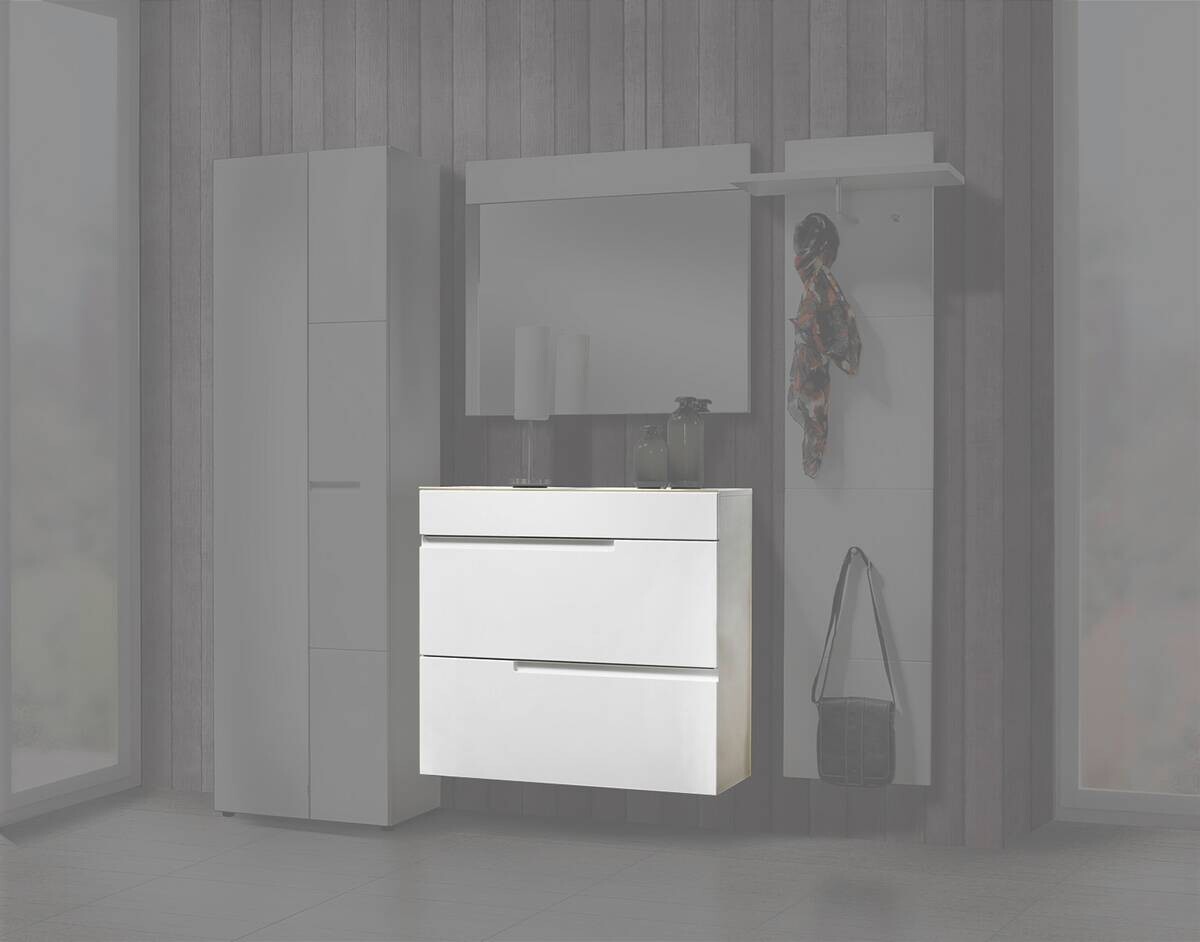 Schuhkommode Mailand weiß weiß Hochglanz B/H/T: ca. 90x83,5x35 cm