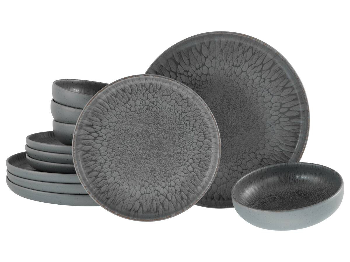 CreaTable Tafelservice Uno grau Steinzeug 12 tlg.