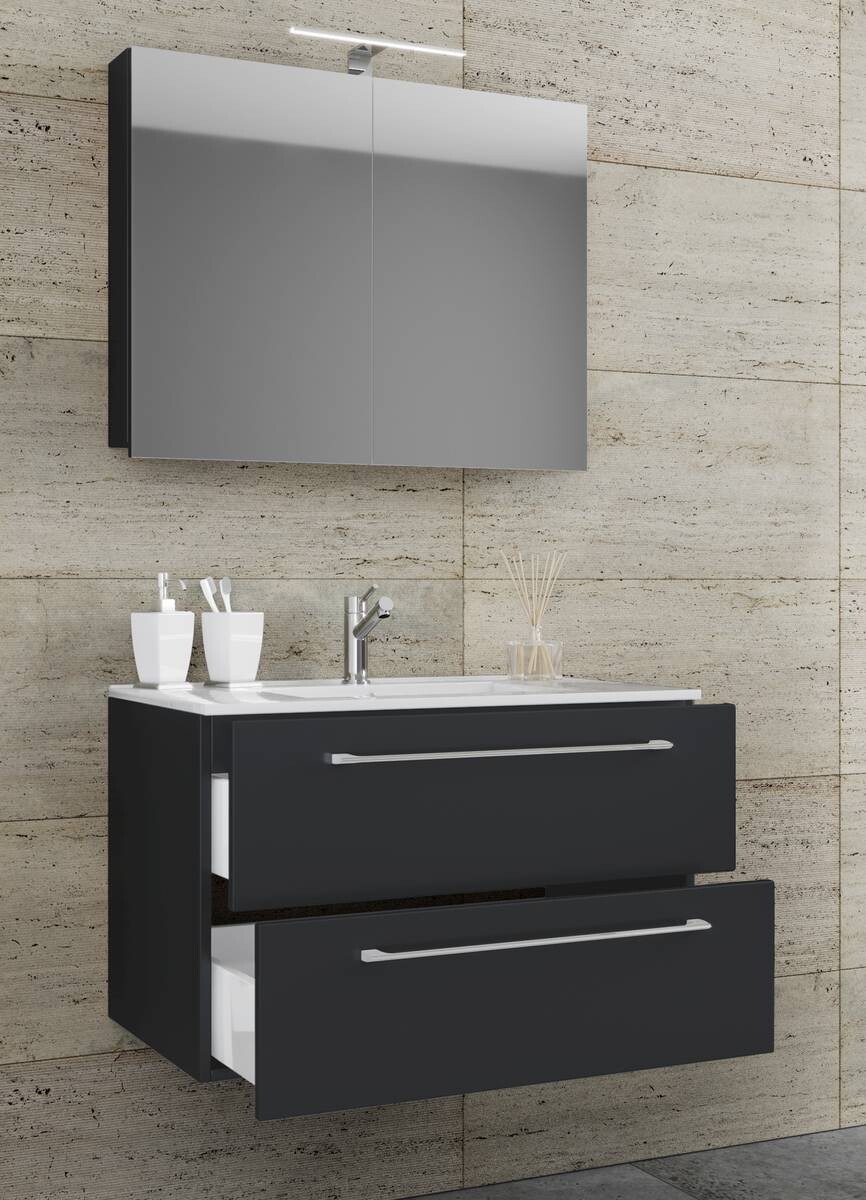 Waschplatz 3tlg-Badinos schwarz B/H/T: ca. 80x50x46 cm