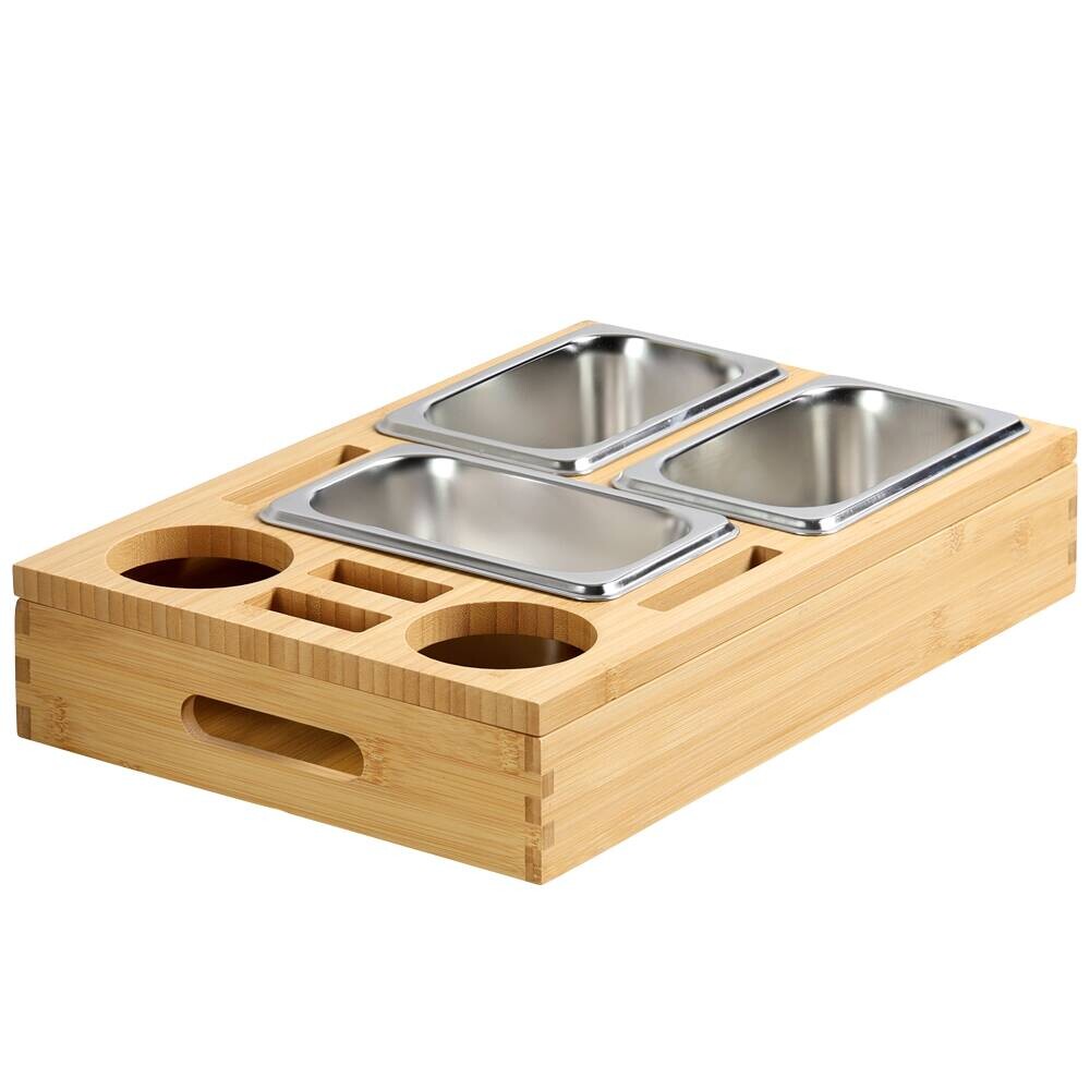 Haushaltshelfer silber Bambus B/H/L: ca. 26x7,5x39,8 cm
