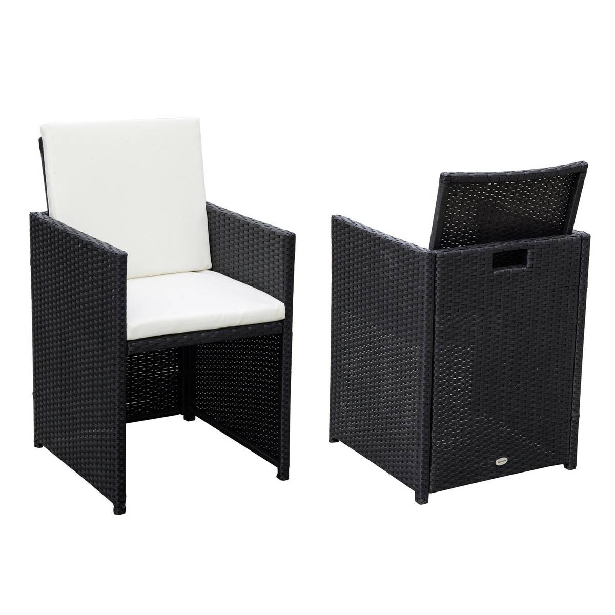 Outsunny Sitzgruppe schwarz Polyrattan