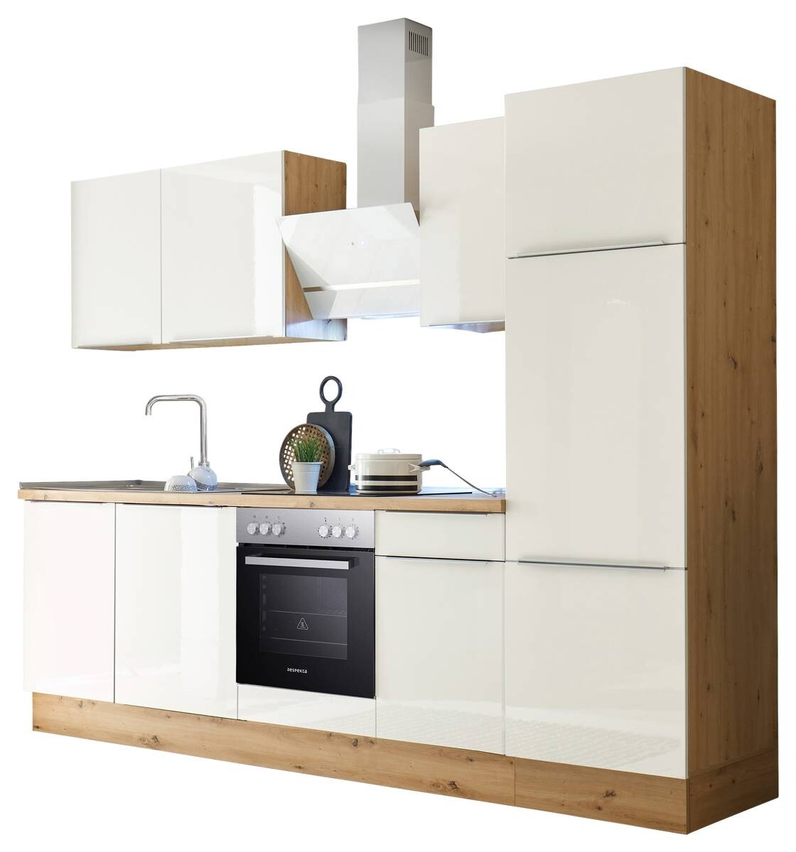 Respekta Küchenblock Marleen weiß Hochglanz B/H/T: ca. 280x211x60 cm