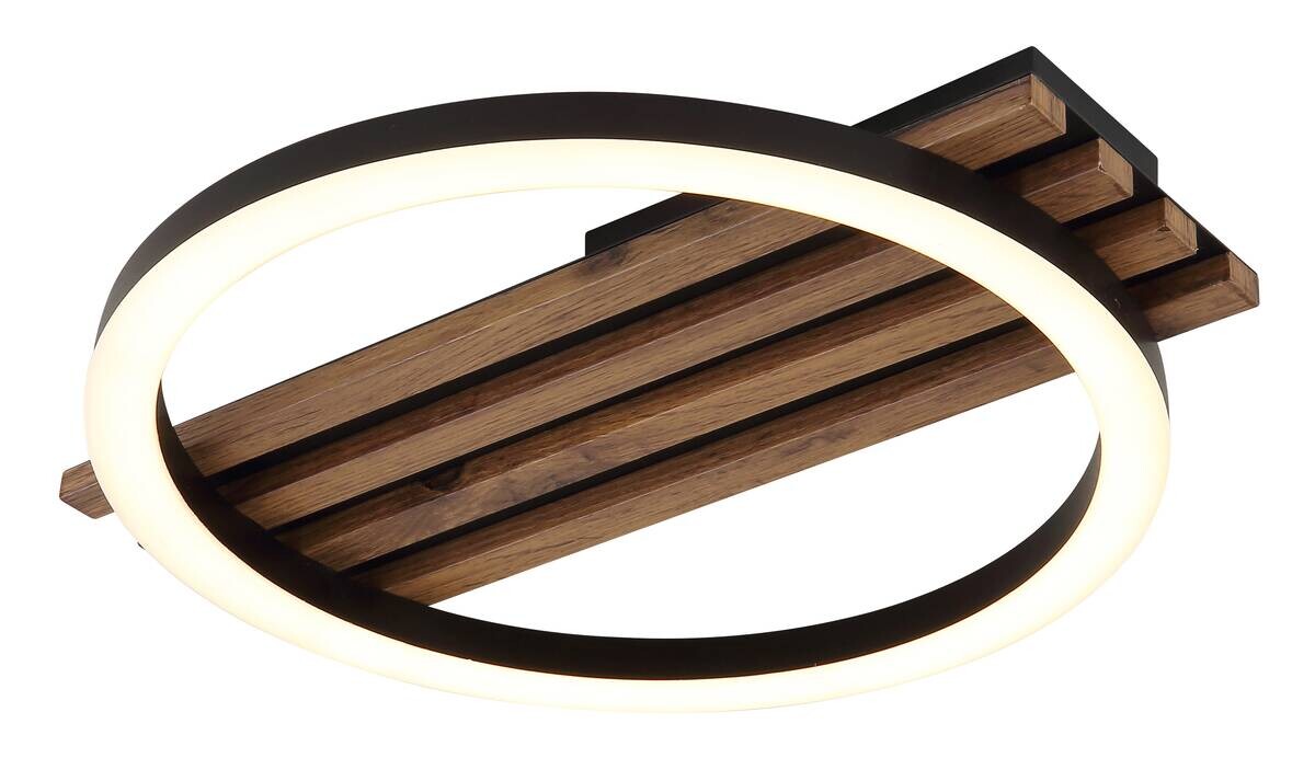 GLOBO Deckenleuchte Opal mattschwarz MDF Metall B/H: ca. 34x6 cm 1 Brennstellen