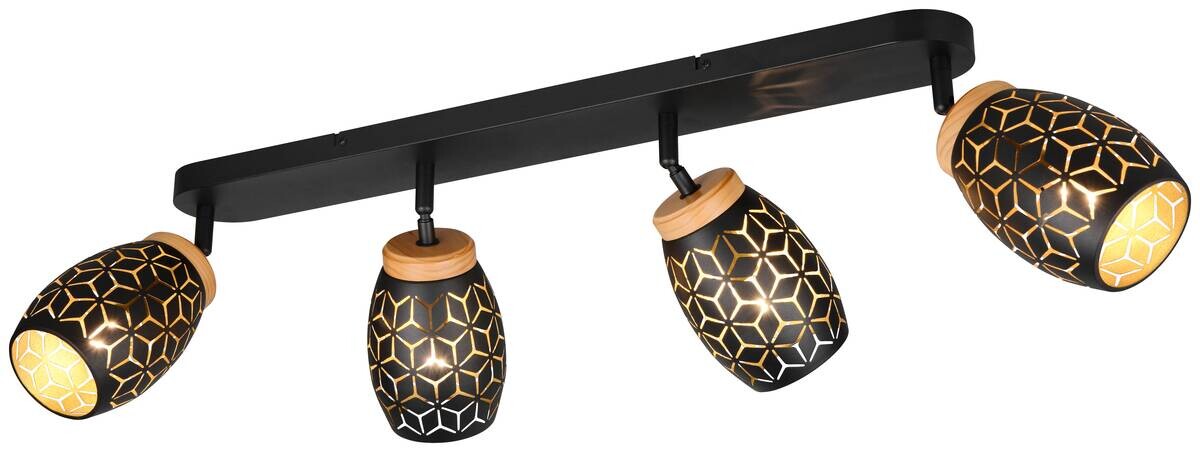 Reality Spots Bidar schwarz gold Metall B/H/L: ca. 74x27x12 cm E14 4 Brennstellen