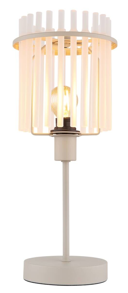 GLOBO Tischleuchte sand Metall Glas H/D: ca. 37,5x15 cm E14 1 Brennstellen