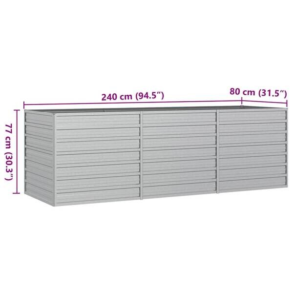 Garten-Hochbeet silber Stahl B/H/L: ca. 80x77x240 cm