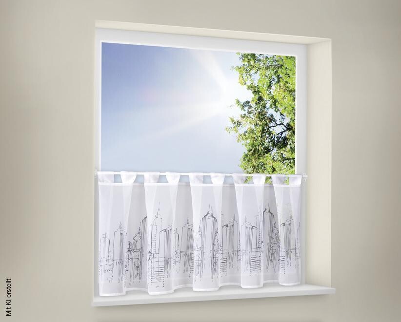 Happy Home Scheibengardine Skyline grau 100% Polyester B/L: ca. 150x50 cm