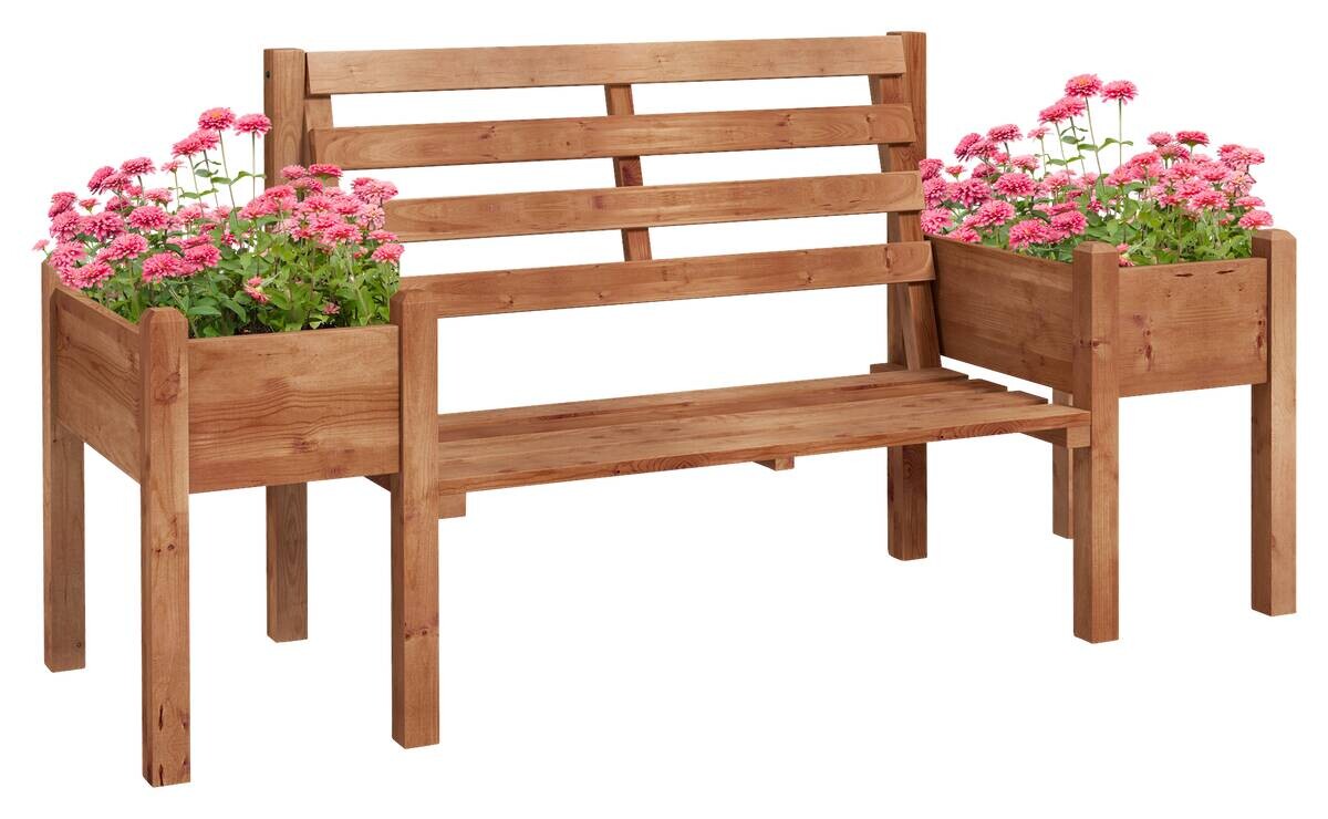 Outsunny Gartenbank braun Polypropylen B/H/L: ca. 59x184x95 cm