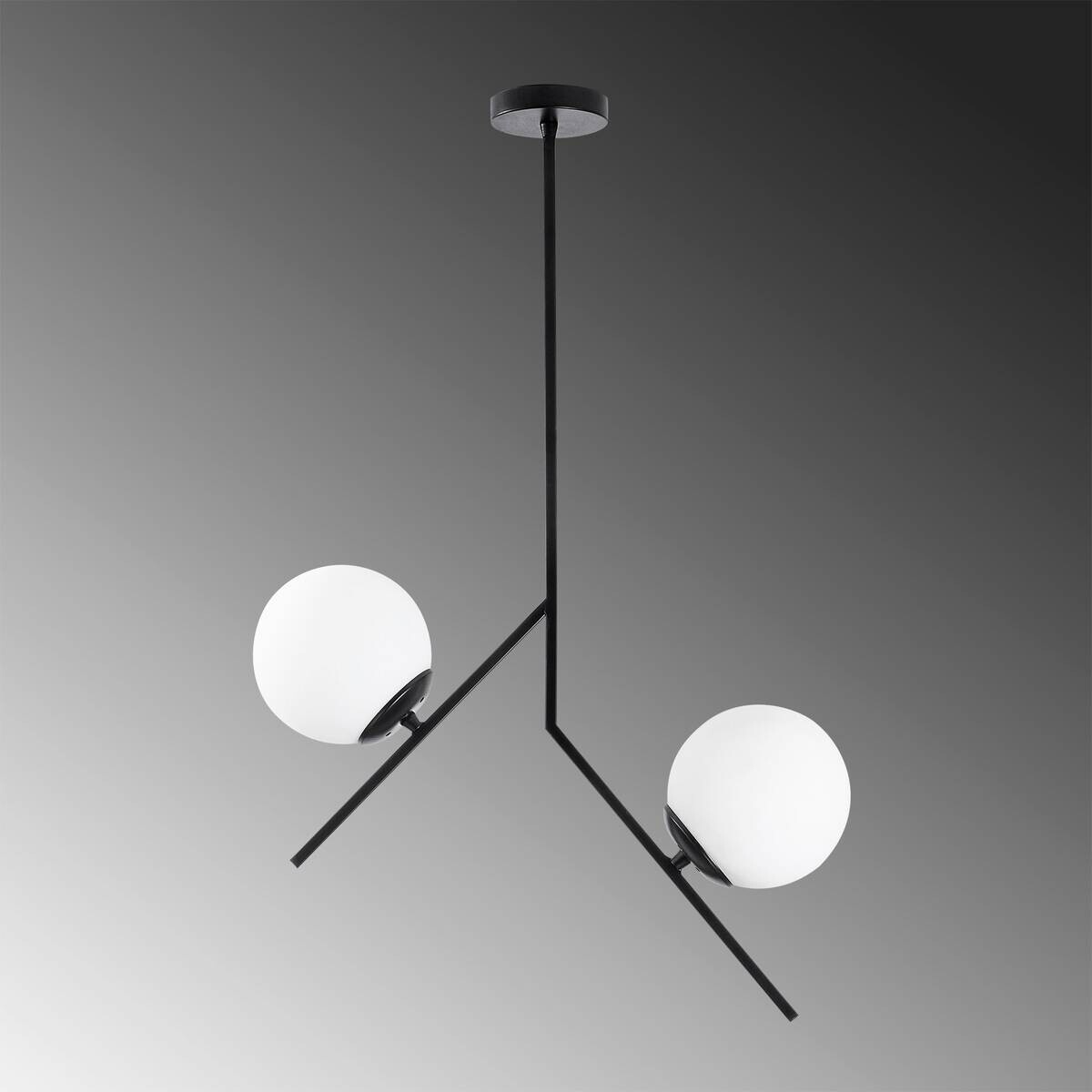 Pendelleuchte schwarz Metall Glas B/H/T/L: ca. 15x74x15x43 cm E27 2 Brennstellen
