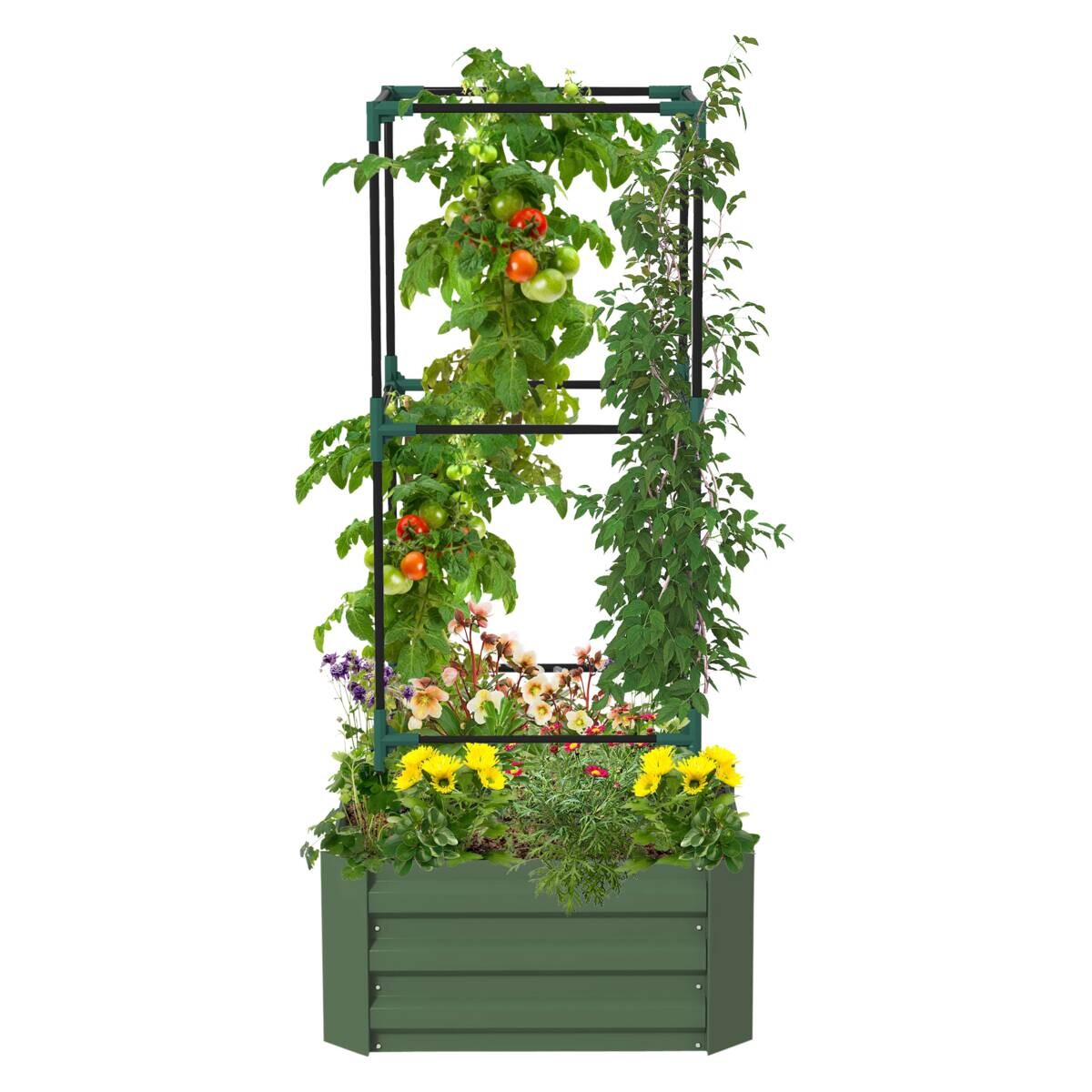 Outsunny Hochbeet grün Edelstahl B/H/L: ca. 61x61x140 cm