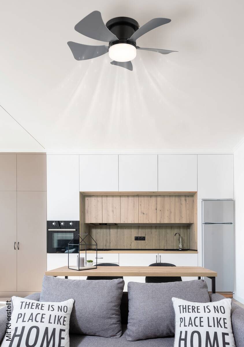GLOBO Deckenventilator Opal grau mattschwarz H/D: ca. 13x40,6 cm max. 10 W