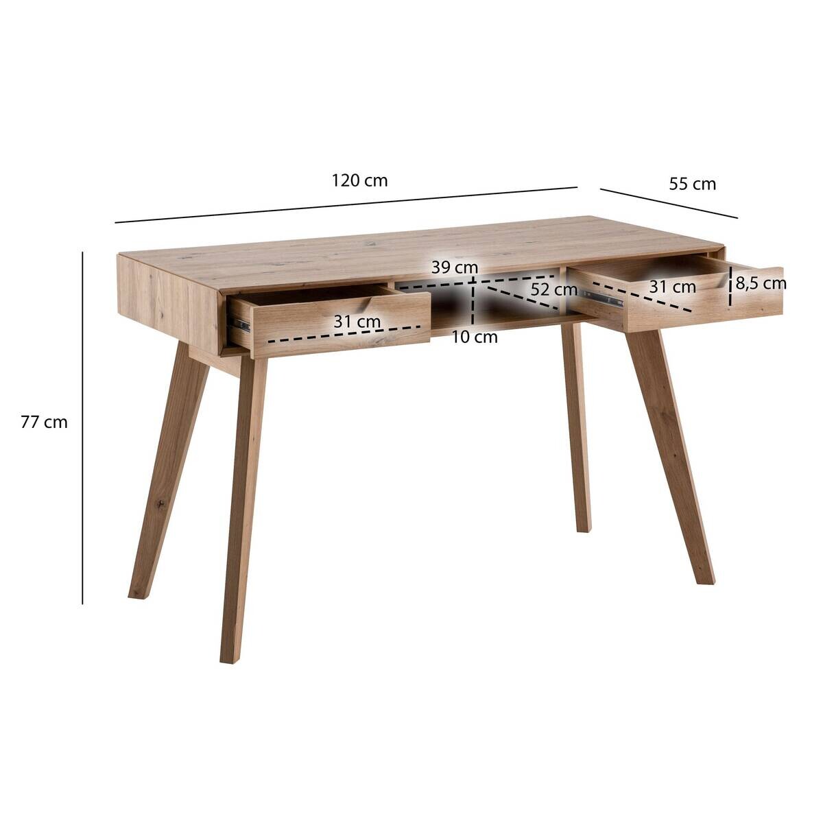 Schreibtisch natur Eiche Optik B/H/T: ca. 120x77x55 cm