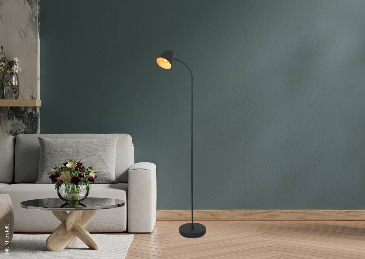Nowa Stehlampe 40870108 schwarz Metall B/H/T/L: ca. 20x145x20x25 cm E14 1 Brennstellen