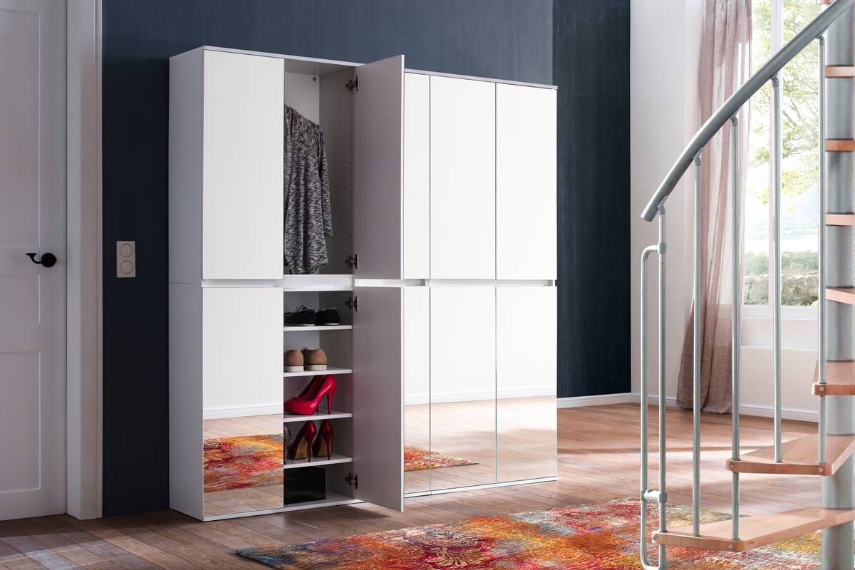 Garderobenschrank Mirror weiß B/H/T: ca. 185x191x34 cm