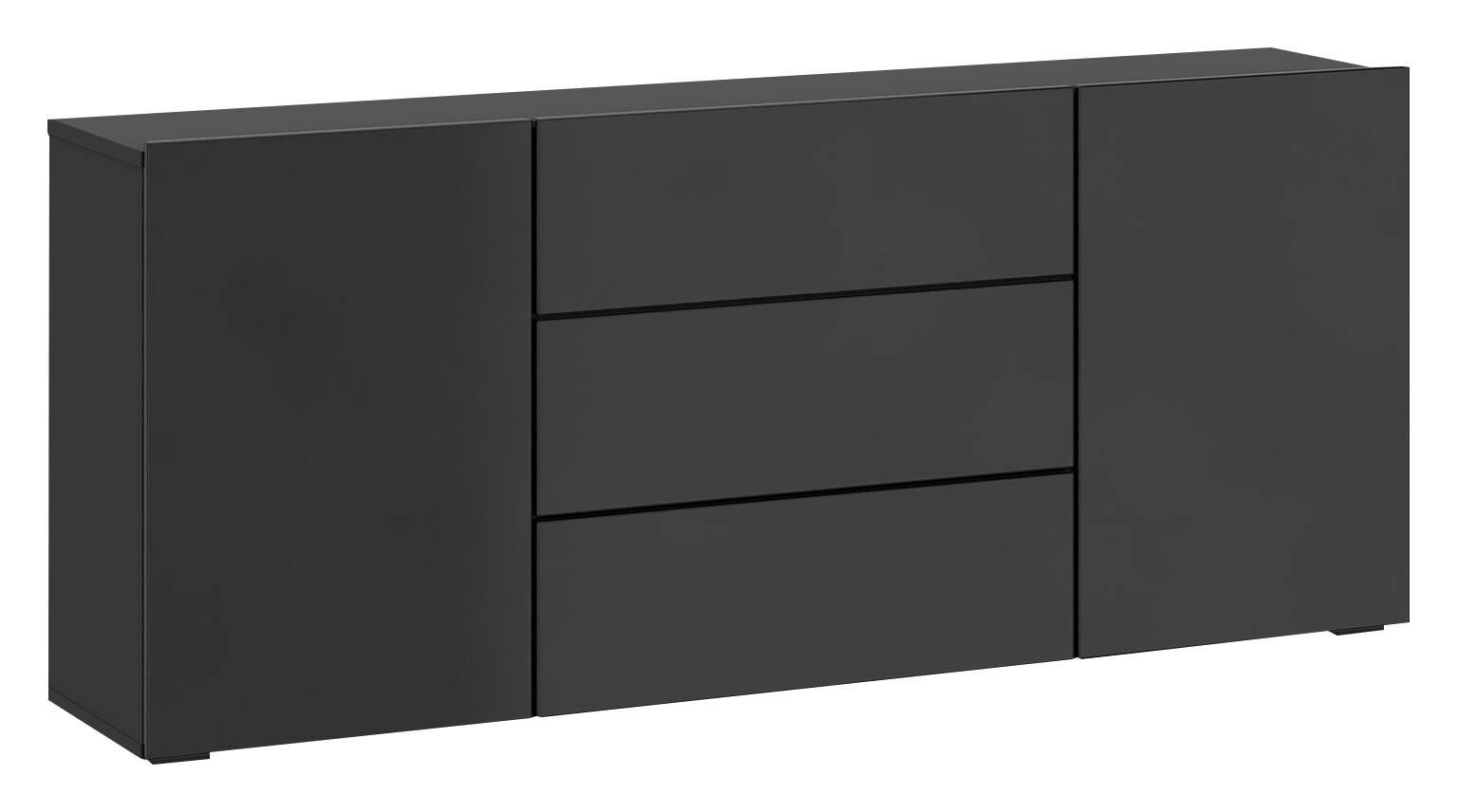 Sideboard Otis schwarz matt schwarz Hochglanz B/H/T: ca. 140x62x35 cm
