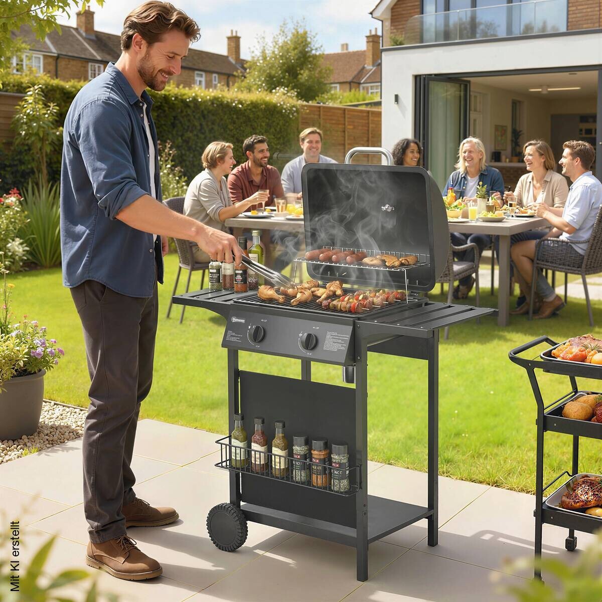 Outsunny Gasgrill Edelstahl B/H/L: ca. 56x95x99 cm