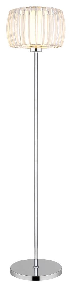 GLOBO Stehlampe Chrom Opal schwarz Glas Textil Metall H/D: ca. 150x32,5 cm E27 1 Brennstellen
