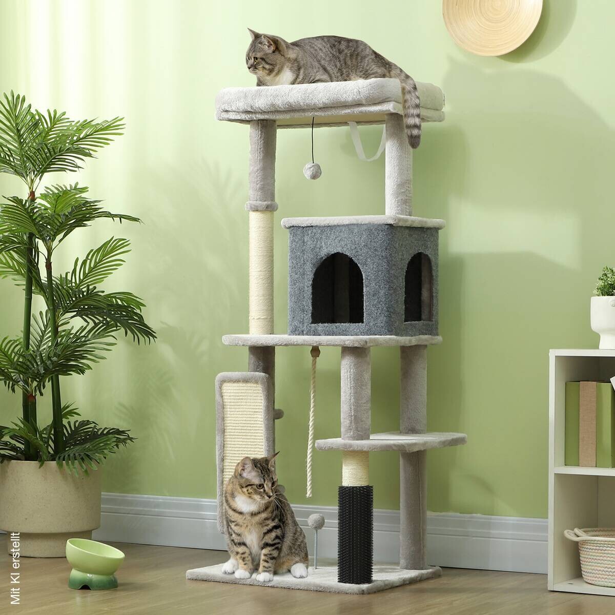 PawHut Kratzbaum hellgrau Spanplatte B/H/L: ca. 44x132x55 cm