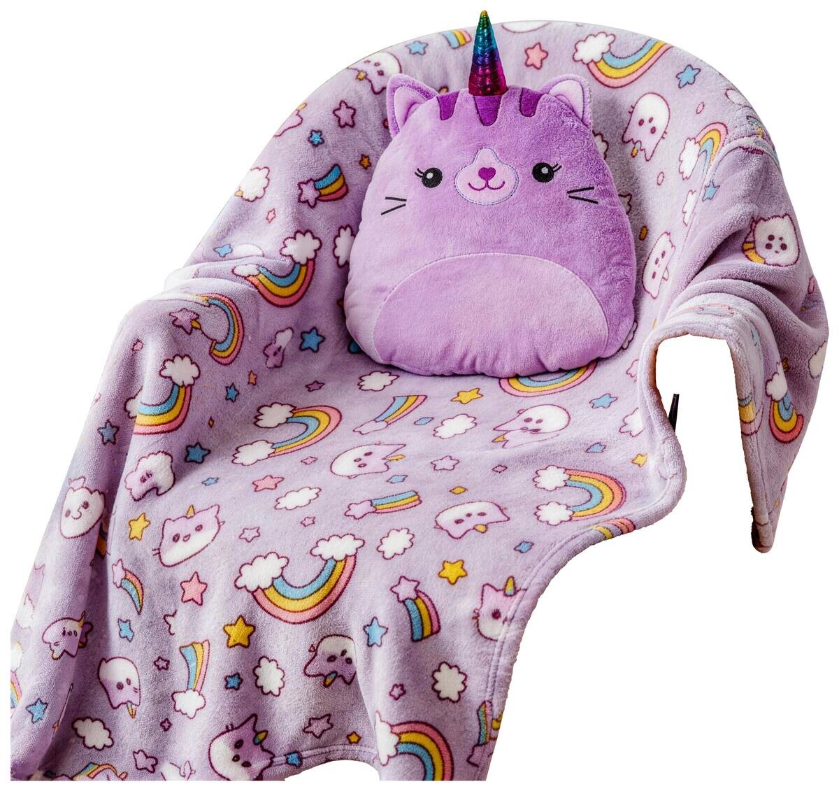 Set bestehend aus Kissen und Kuscheldecke flieder Polyester B/L: ca. 100x127 cm