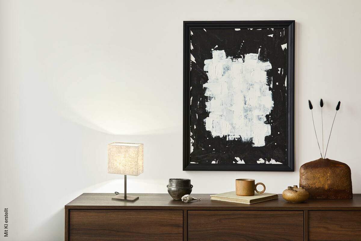 easy! by FHL Tischleuchte 850228 Kate schwarz sand Metall Textil B/H/T: ca. 10x30x17 cm E14 1 Brennstellen