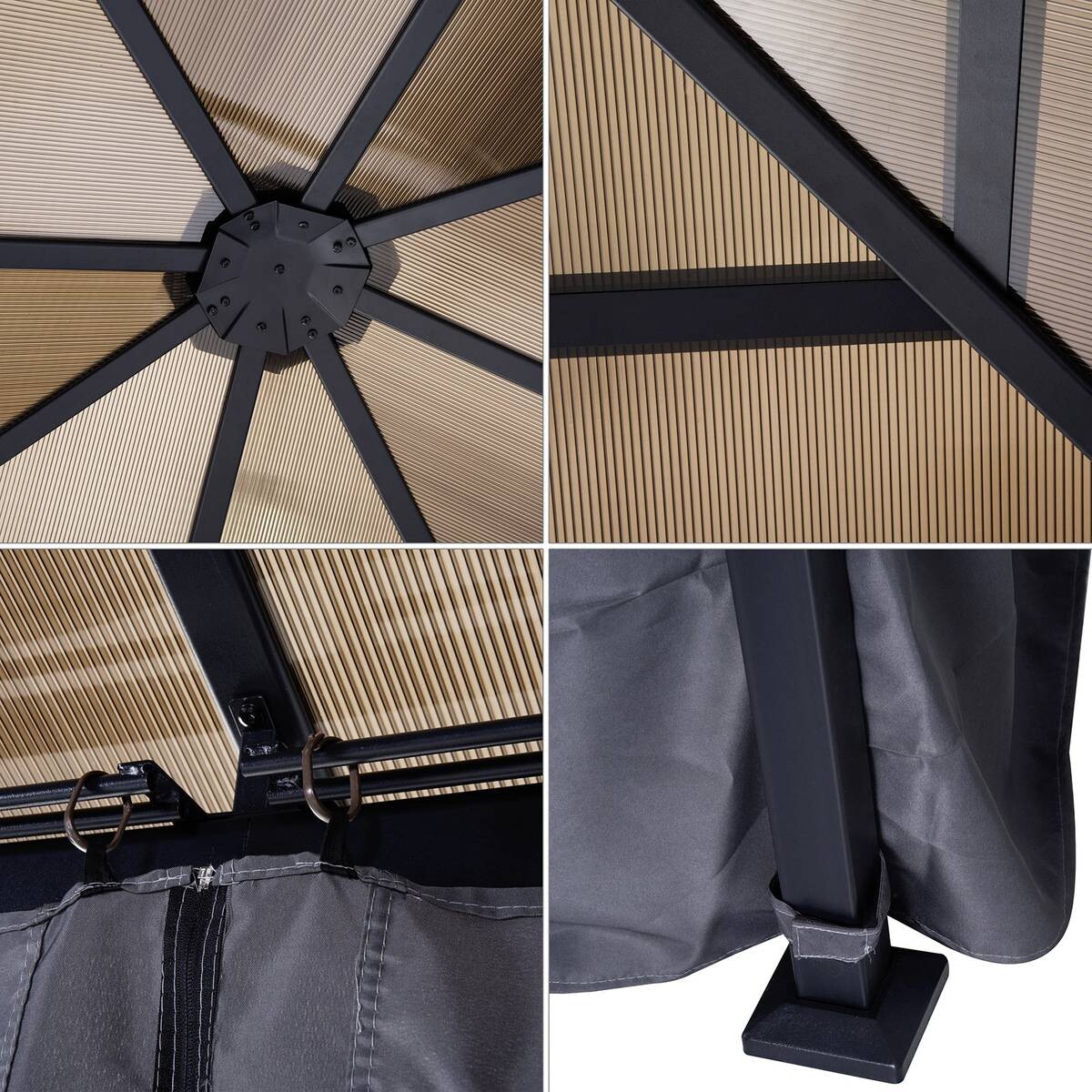 Outsunny Gartenpavillon braun Alu B/H/L: ca. 300x265x300 cm