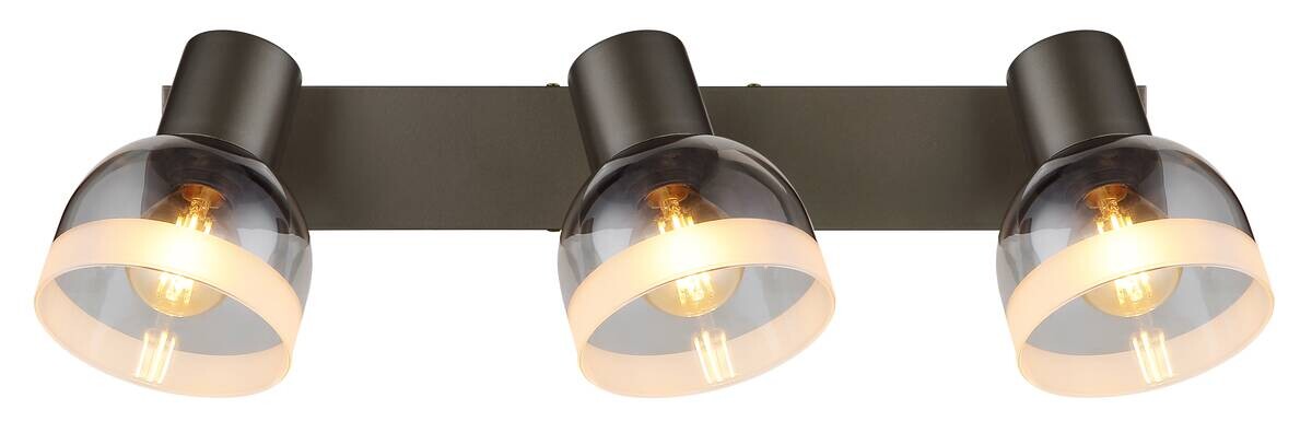 GLOBO Spot schwarz Rauch Glas Metall B/H/L: ca. 10x14x41 cm E14 3 Brennstellen
