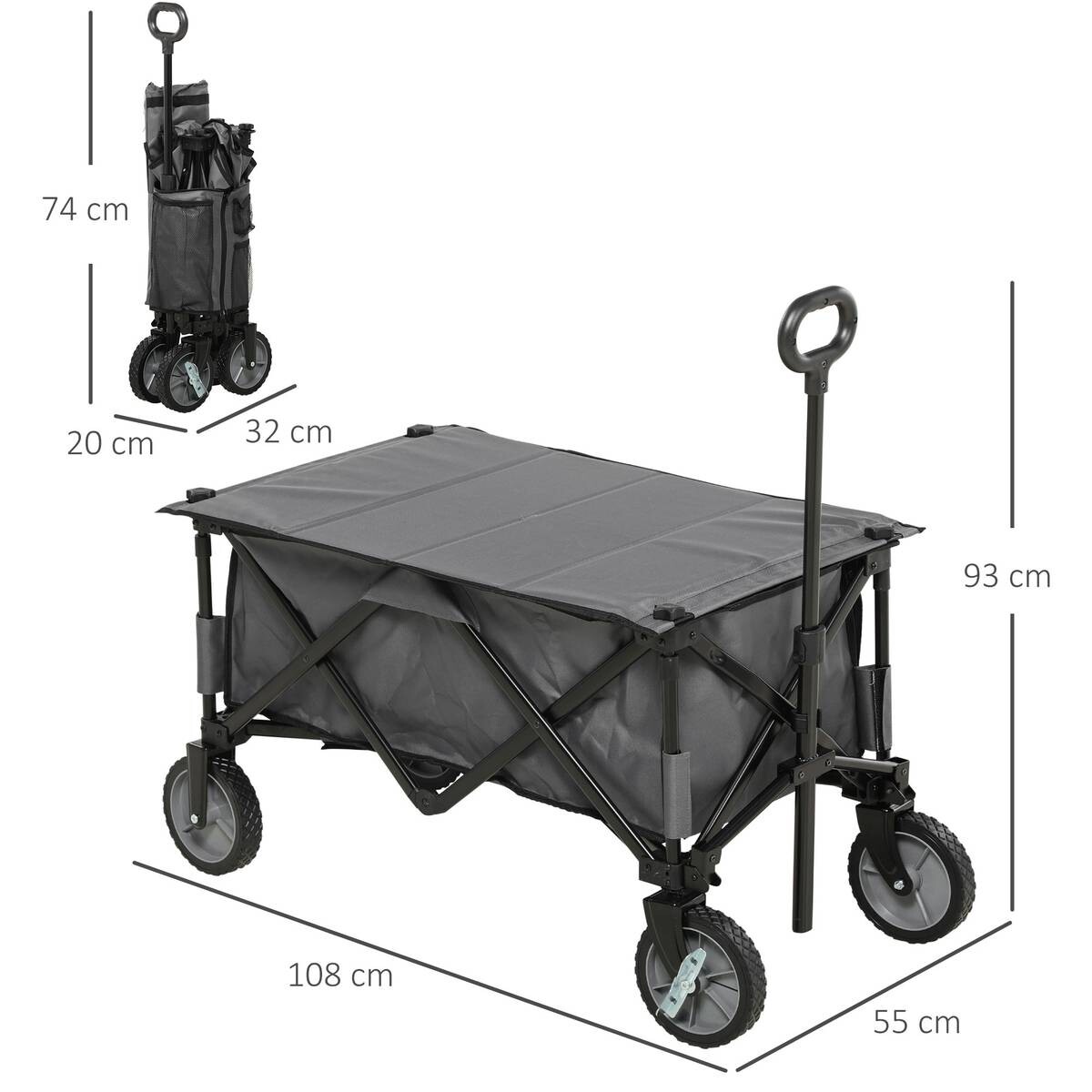 Outsunny Bollerwagen dunkelgrau B/H/L: ca. 55x93x108 cm