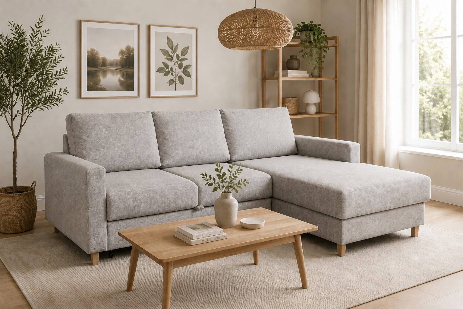 Ecksofa mit Bettfunktion und Bettkasten grau Microfaser B/H/T: ca. 228x92x163 cm