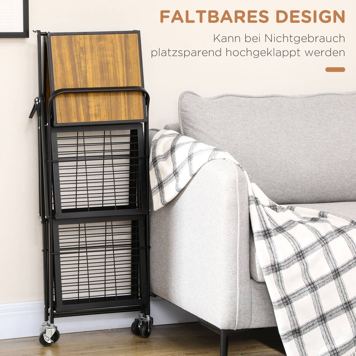 HOMCOM Rollwagen braun MDF B/H/L: ca. 35x68x85 cm