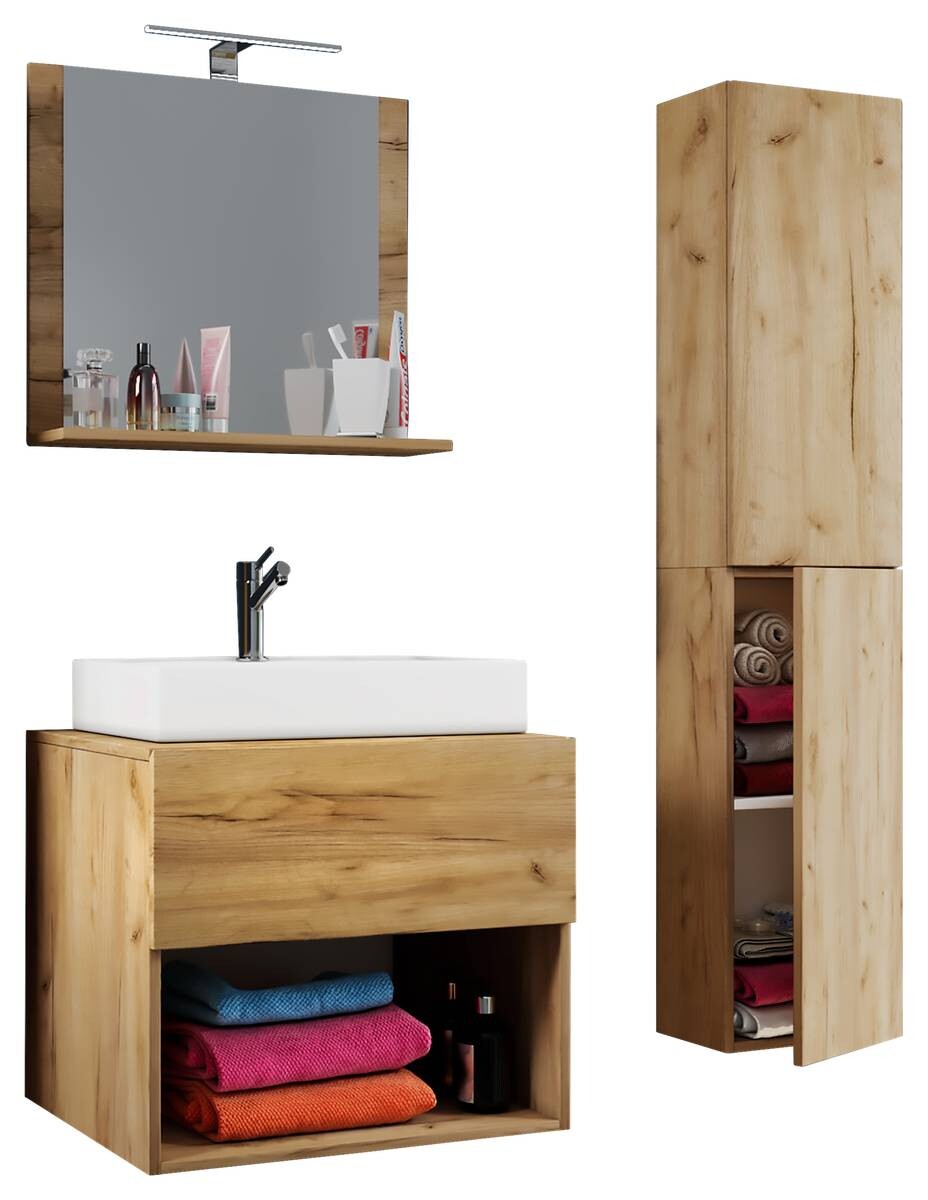 Waschplatz 4tlg-Lendas Eiche Honig Nachbildung weiß B/H/T: ca. 60x52x52 cm