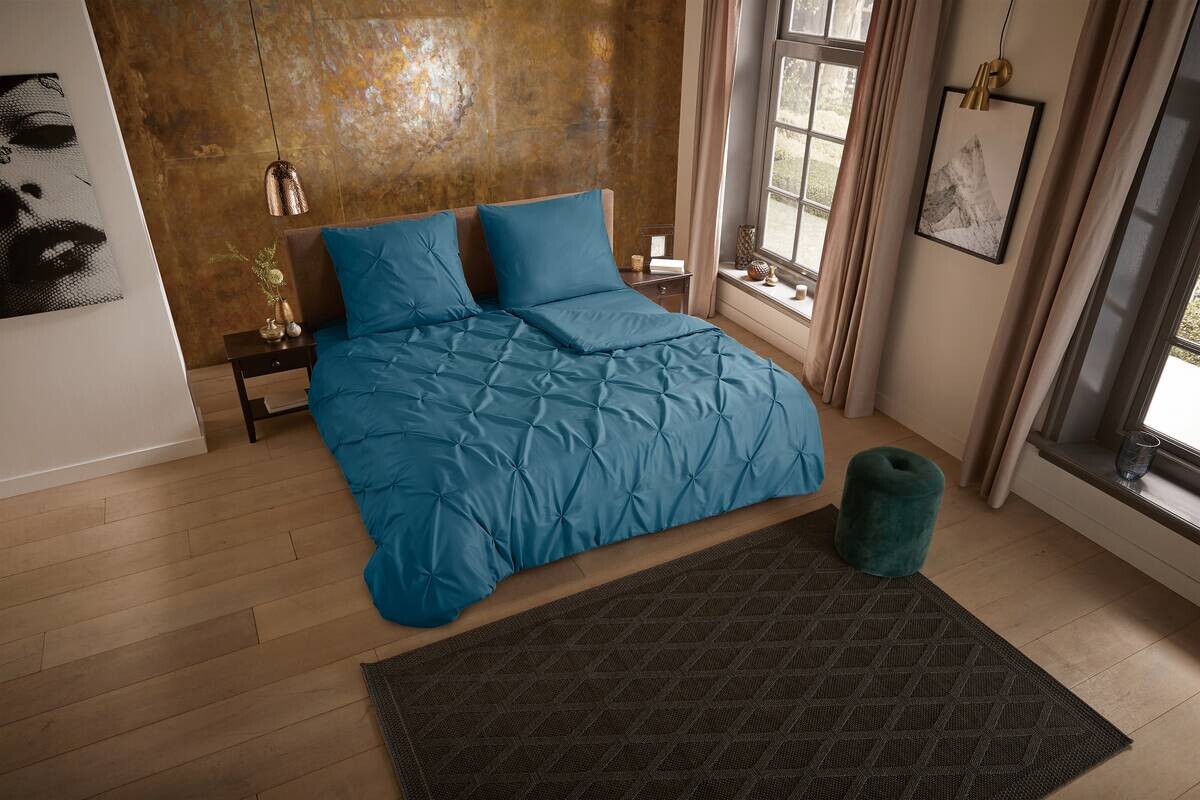 Microfaser Bettwäsche Elegance petrol Polyester B/L: ca. 135x200 cm