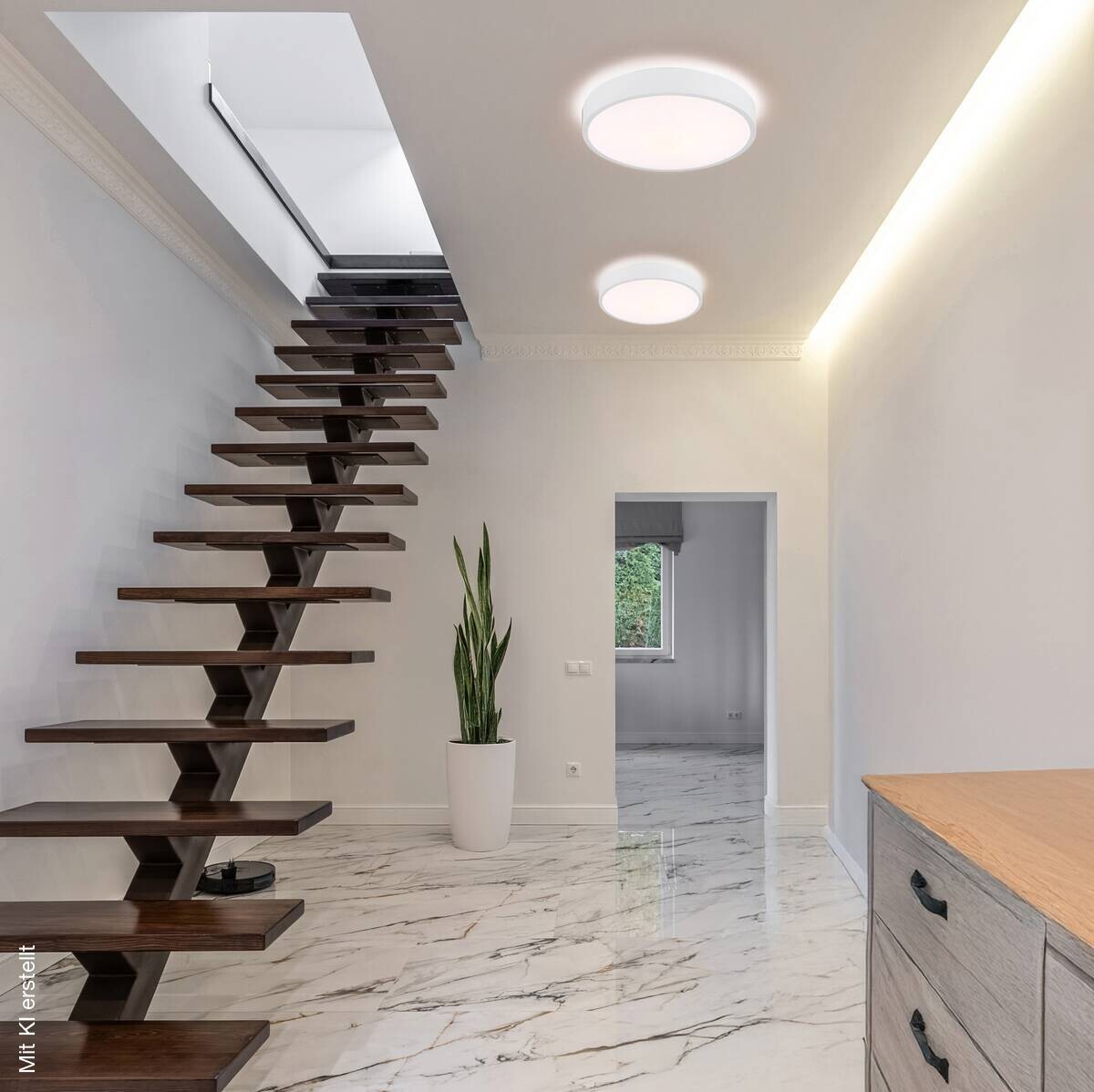 GLOBO LED-Deckenleuchte Opal weiß Kunststoff Metall H/D: ca. 7x33,2 cm 1 Brennstellen