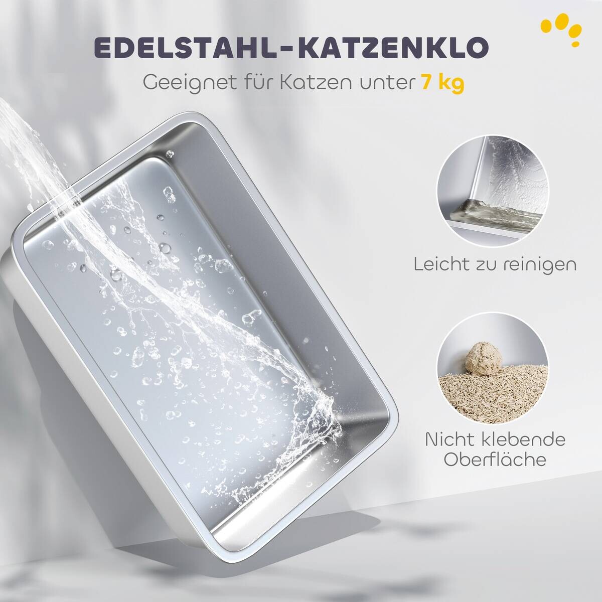 PawHut Katzentoilette weiß Kunststoff B/H/L: ca. 40,4x41,8x60,4 cm