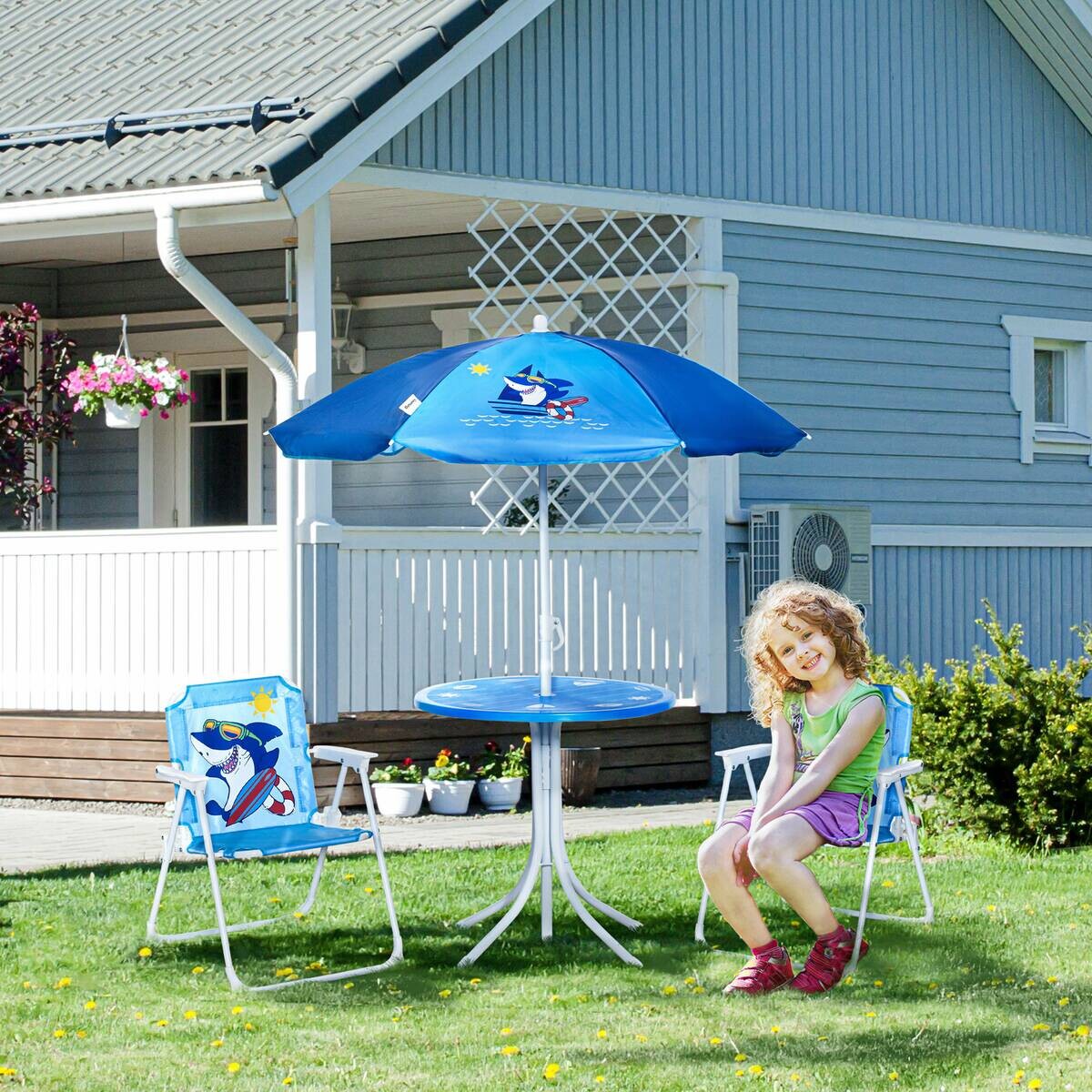 Outsunny Sitzgruppe blau Metall B/H/L: ca. 49,5x49,5x50 cm