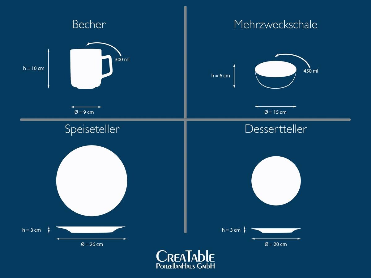 CreaTable Kombiservice Nordic weiß Steinzeug 16 tlg.