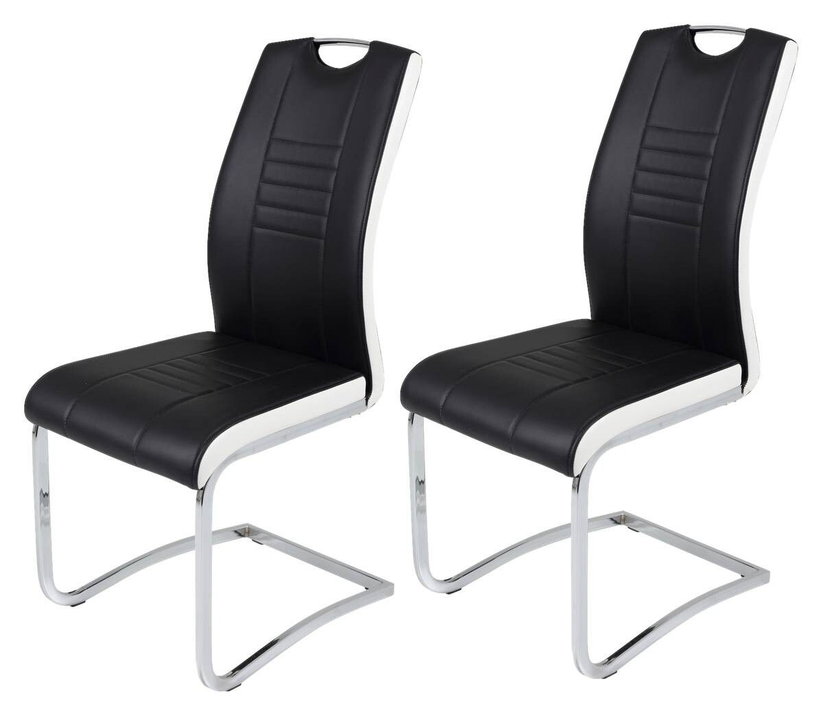 Schwingstuhl Tabea 2er Set schwarz weiß Kunstleder Kunstleder B/H/T: ca. 43x99x61 cm