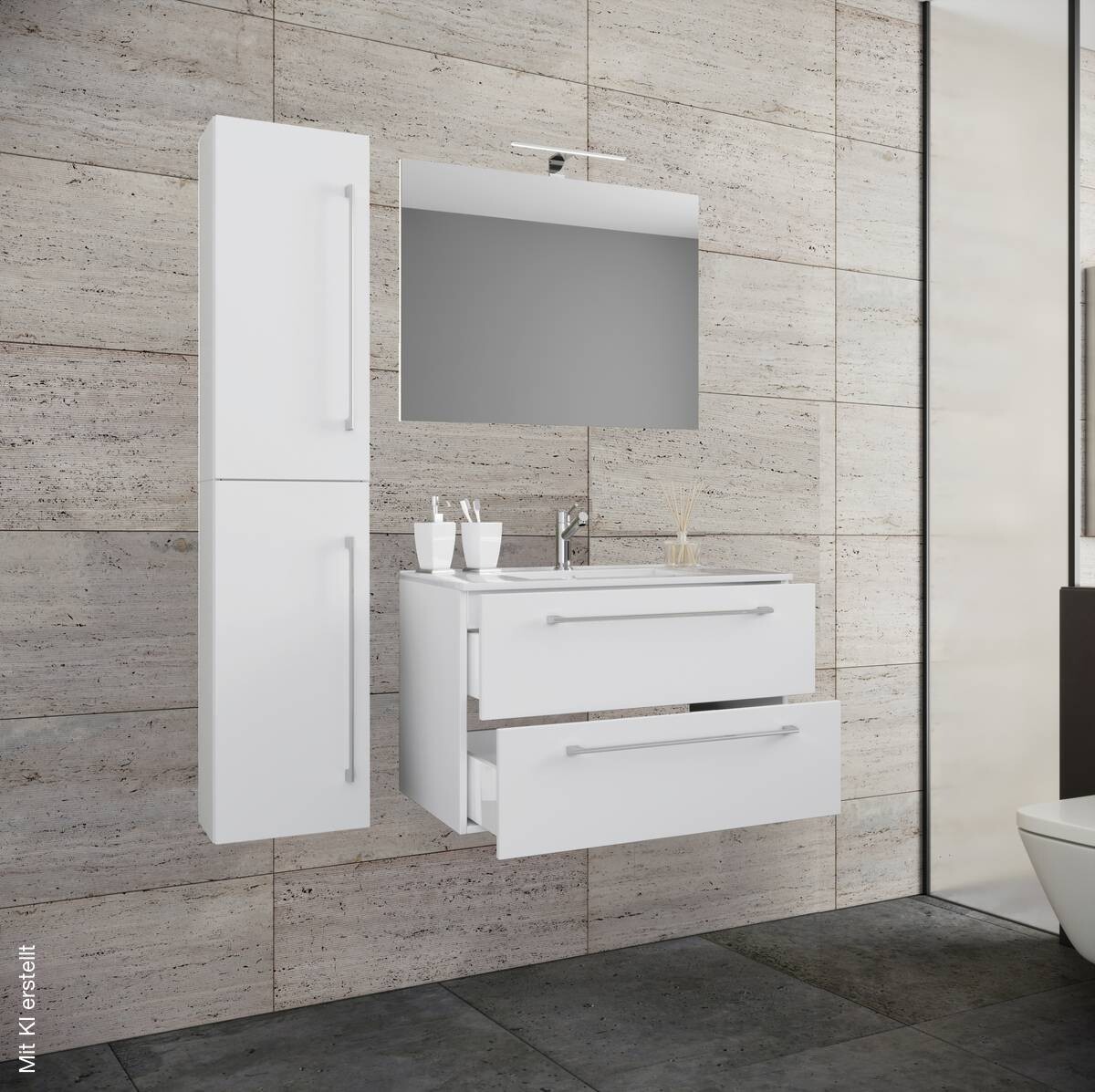 Waschplatz 4tlg-Badinos weiß B/H/T: ca. 61x52x46 cm