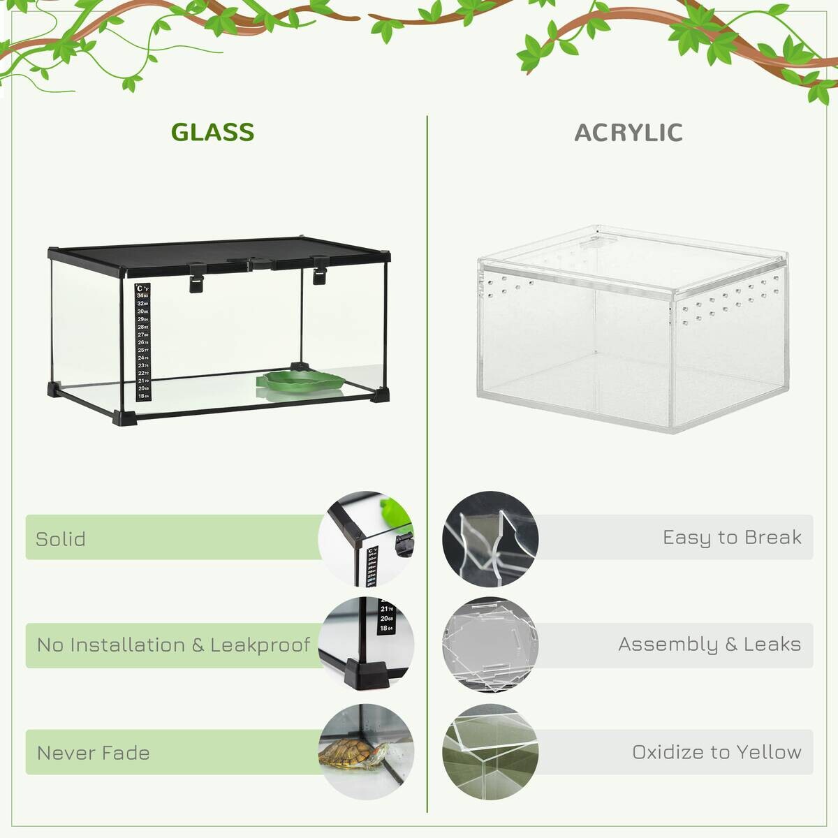 PawHut Terrarium schwarz Edelstahl B/H/L: ca. 30x50x25 cm
