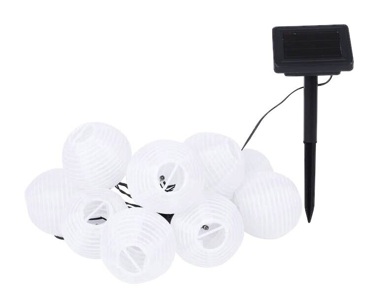 Solarlichterkette 3,8 m schwarz weiß Kunststoff L/D: ca. 380x7,5 cm