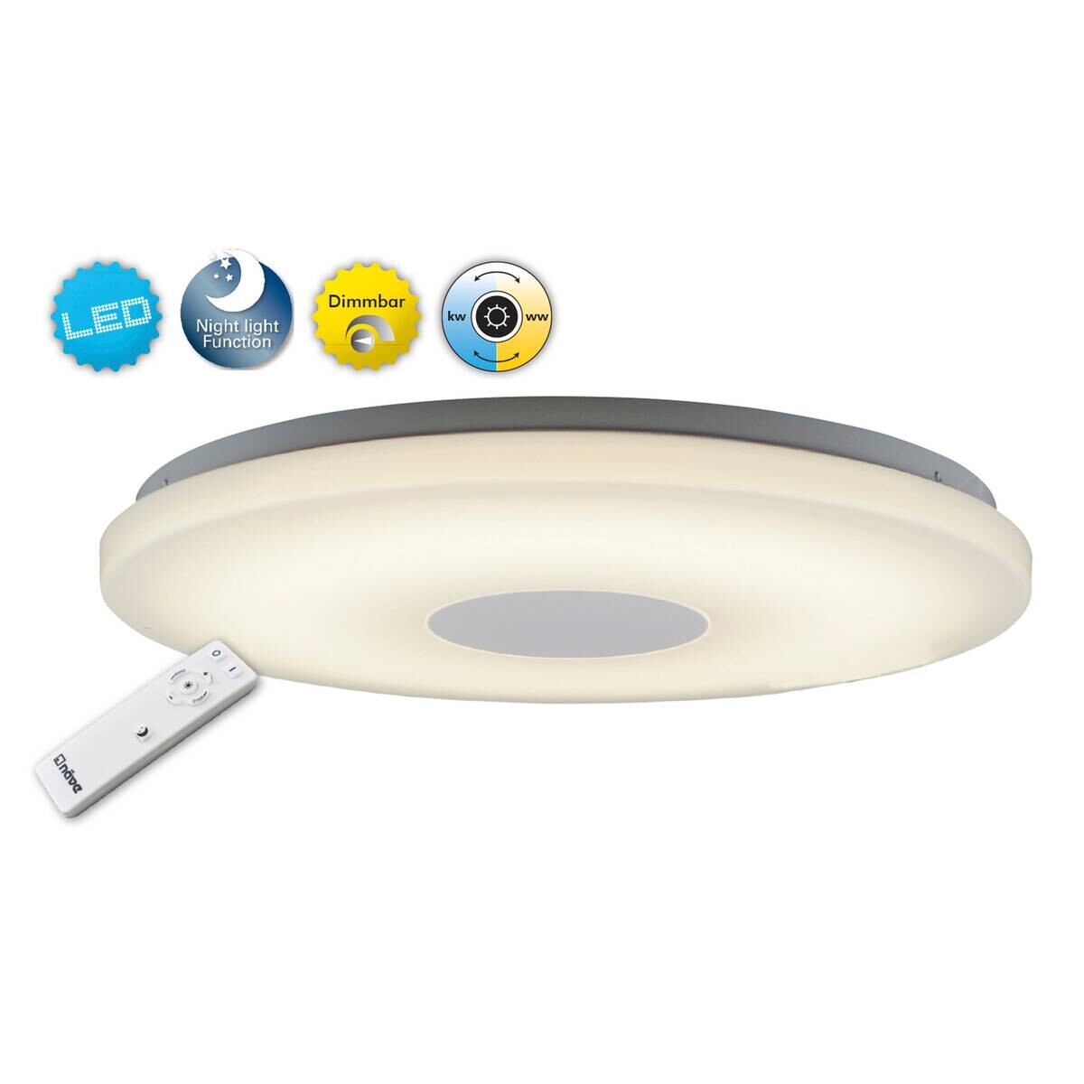 Näve Leuchten LED-Deckenleuchte weiß Kunststoff Metall B/H/T/D: ca. 60x6x60x60 cm