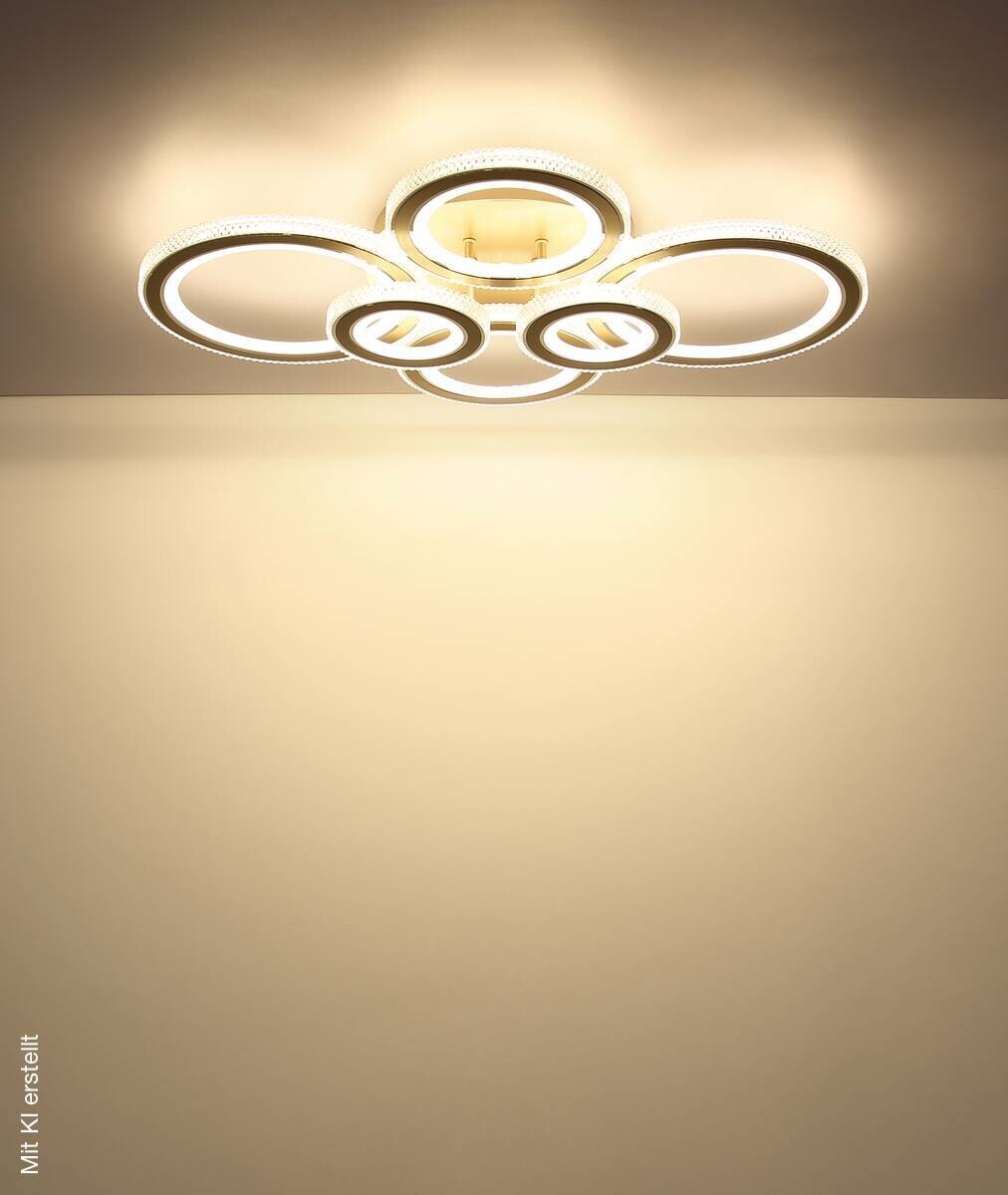 GLOBO LED-Deckenleuchte Kora champagner Metall Kunststoff Acryl B/H/L: ca. 56x12x78 cm