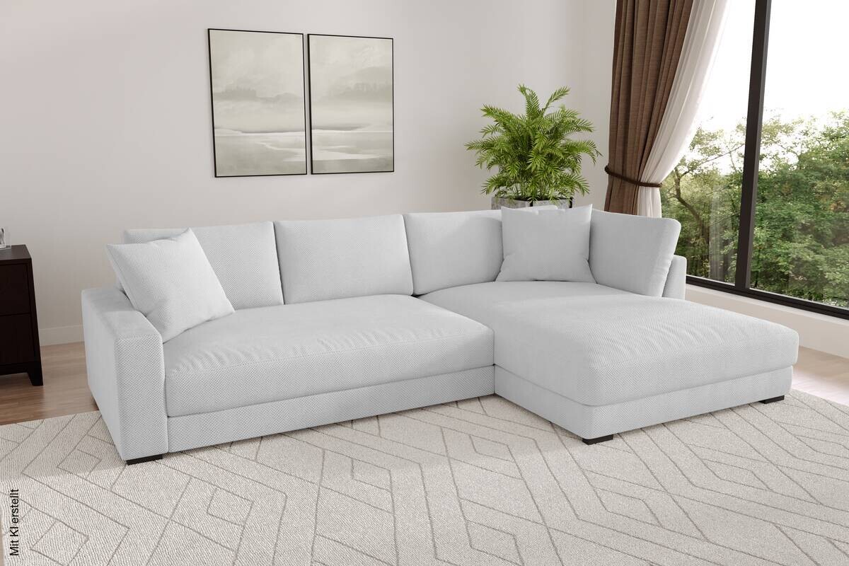 Ecksofa weiß Microfaser B/H/T: ca. 300x83x190 cm