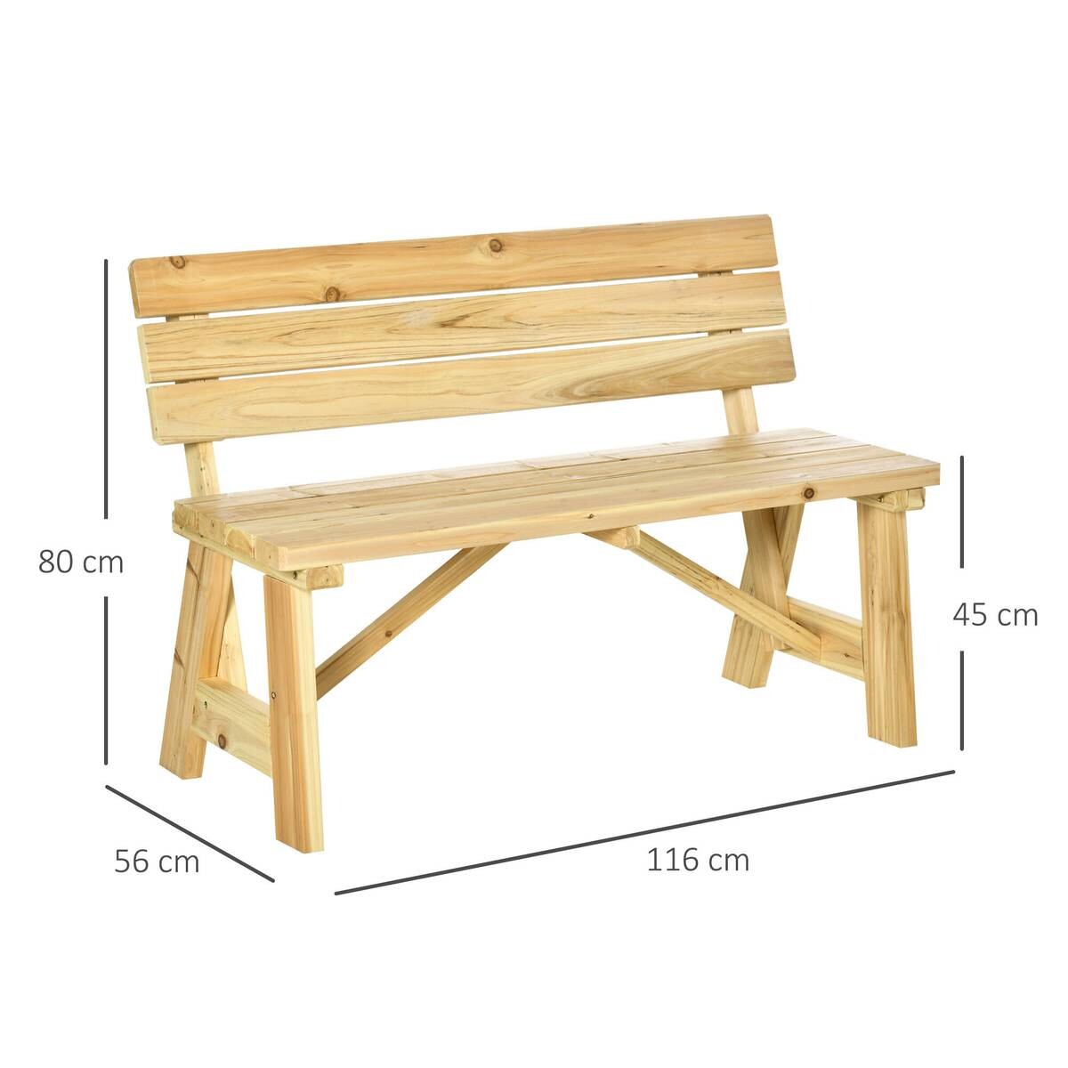 Outsunny Gartenbank natur Kiefer B/H/T: ca. 116x80x56 cm