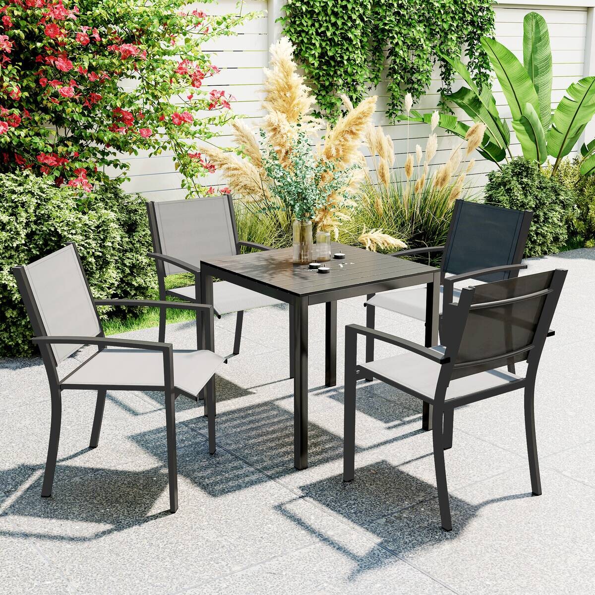 Outsunny Gartentisch schwarz Kunststoff B/H/L: ca. 73x72x73 cm