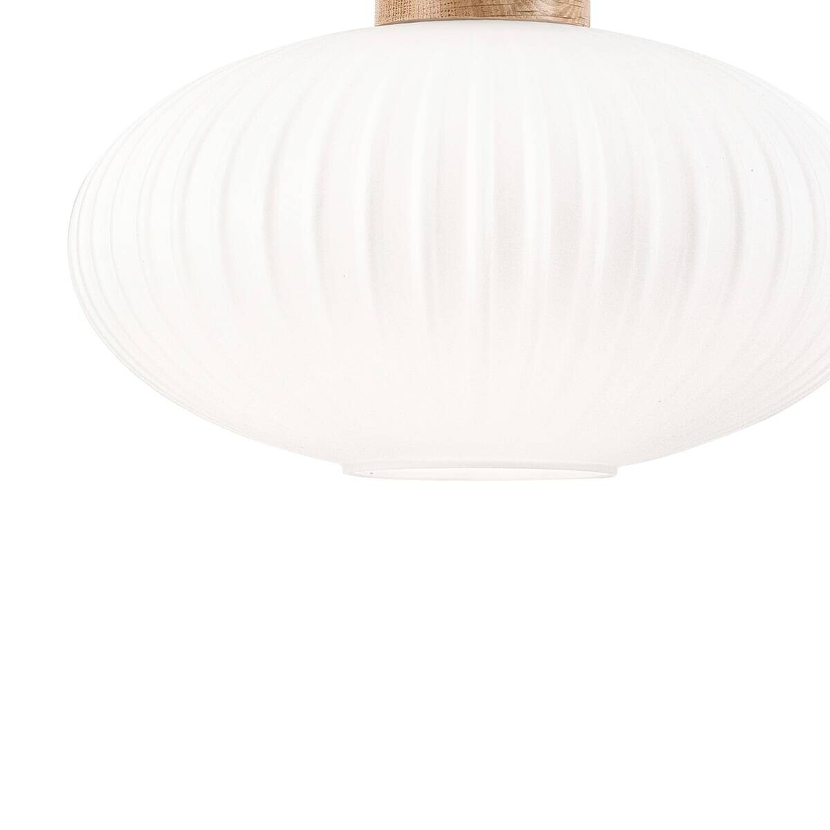 Lamkur Hängeleuchte Harmony Eiche weiß Glas Holz B/H/L: ca. 30x102x30 cm 1 Brennstellen