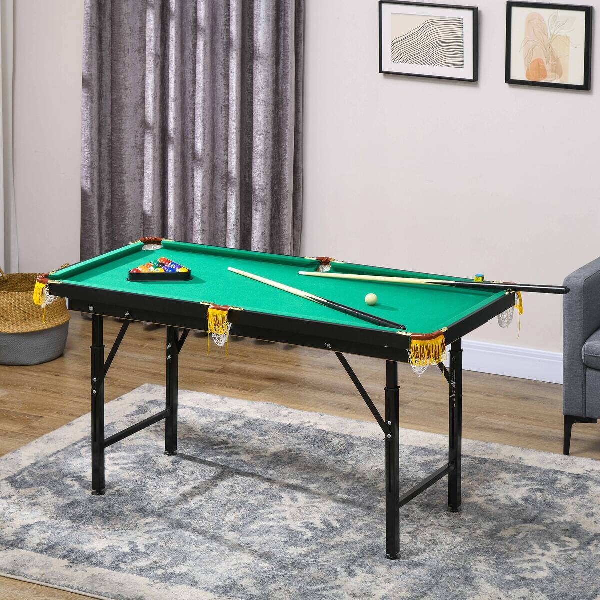 SPORTNOW Billardtisch grün Stahl B/H/L: ca. 63x75x140 cm